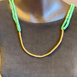 Vintage hand cut turquoise double strand beaded necklace with traditional wrap - ca. 1950s (5/67)