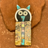 Mary Tafoya, Kewa (Santo Domingo) Pueblo Multi-Stone Mosaic Owl Pin/Pendant  (5/254)