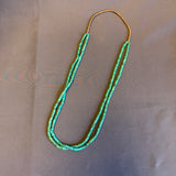 Vintage hand cut turquoise double strand beaded necklace with traditional wrap - ca. 1950s (5/67)