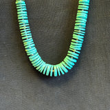 Santo Domingo turquoise heishe necklace with complimentary earrings. Traditional neck wrap (5/81)