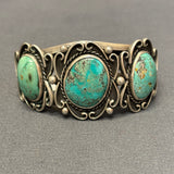 Authentic Navajo Three Stone Bracelet with Natural Turquoise, vintage   (JF23)