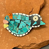 Mary Tafoya, Kewa (Santo Domingo) Pueblo Multi-Stone Mosaic Bird Pin/Pendant  (5/249)