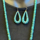 Santo Domingo turquoise heishe necklace with complimentary earrings. Traditional neck wrap (5/81)