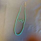 Santo Domingo turquoise heishe necklace with complimentary earrings. Traditional neck wrap (5/81)