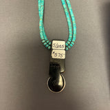 Mary Louise Tafoya, Kewa (Santo Domingo) Pueblo Multi-Stone Mosaic Pendant on Double-Strand Turquoise Necklace (5/255)