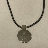 Mary Louise Tafoya, Kewa (Santo Domingo) Pueblo Multi-Stone Mosaic Flower Pendant on Jet Necklace (5/253)