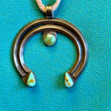 Vintage Navajo Naja pendant with old natural green turquoise (5/69)