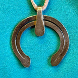 Vintage Navajo Naja pendant with old natural green turquoise (5/69)
