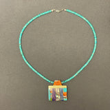 Mary Louise Tafoya, Kewa (Santo Domingo) Pueblo Multi-Stone Mosaic Pendant on Turquoise Rolled Bead Necklace (5/252)