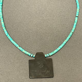 Mary Louise Tafoya, Kewa (Santo Domingo) Pueblo Multi-Stone Mosaic Pendant on Turquoise Rolled Bead Necklace (5/252)