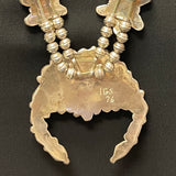 Authentic Navajo Turquoise Cluster Blossom Necklace on Sterling Silver Beads, vintage   (GSP5)