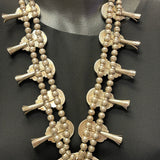 Genuine Vintage Navajo Flush Inlay Squash Blossom Necklace with Matching Earrings    (GSP15)