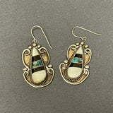 Genuine Vintage Navajo Flush Inlay Squash Blossom Necklace with Matching Earrings    (GSP15)