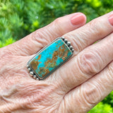 Authentic Navajo Rectangular Turquoise Ring, size 8  (BH33)