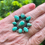 Vintage Navajo Green Turquoise Cluster Ring, size 9.5  (BH32)