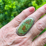 Authentic Navajo Green Turquoise Ring, vintage sterling silver-size 10  (BH27)