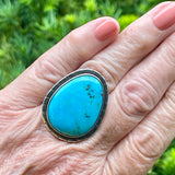 Large Blue Turquoise Authentic Navajo Ring, vintage - size 8   (BH19)