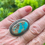 Vintage Navajo Turquoise Ring with Sterling Silver Setting-size 9   (BH1)