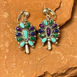 Juliana Williams, Navajo - Multi-Stone Squash Blossom Necklace and Earrings SET, vintage  (GSP8)