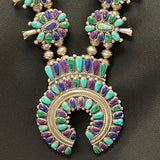 Juliana Williams, Navajo - Multi-Stone Squash Blossom Necklace and Earrings SET, vintage  (GSP8)