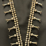 Vintage Silver Navajo Squash Blossom Necklace with Turquoise + handmade beads (5/260)