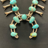 Vintage Navajo Sterling Silver Squash Blossom Necklace with Turquoise Stones, authentic Native American  (GSP3)