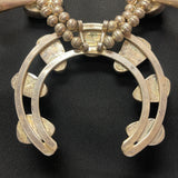 Vintage Navajo Sterling Silver Squash Blossom Necklace with Turquoise Stones, authentic Native American  (GSP3)