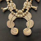 Vintage Navajo Turquoise and Sterling Silver Squash Blossom Necklace, authentic Native American  (GSP2)