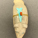 Picasso Marble Zuni Bear Fetish with Turquoise Arrowhead Gift Bundle  (RK218)