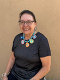Mary Louise Tafoya, Kewa (Santo Domingo) Pueblo Multi-Stone Mosaic Pendant on Double-Strand Turquoise Necklace (5/255)