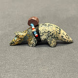 Coyote Fetish Carved from Spotted Serpentine (VW165)