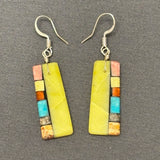 Mary Tafoya, Kewa (Santo Domingo) Pueblo, Native American Multi-Stone Mosaic Dangle Earrings   (5/239)