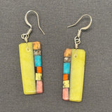 Mary Tafoya, Kewa (Santo Domingo) Pueblo, Native American Multi-Stone Mosaic Dangle Earrings   (5/238)