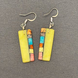 Mary Tafoya, Kewa (Santo Domingo) Pueblo, Native American Multi-Stone Mosaic Dangle Earrings   (5/238)