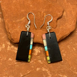 Mary Tafoya, Kewa (Santo Domingo) Pueblo, Native American Multi-Stone Mosaic Dangle Earrings   (5/237)