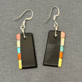 Mary Tafoya, Kewa (Santo Domingo) Pueblo, Native American Multi-Stone Mosaic Dangle Earrings   (5/237)