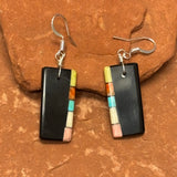 Mary Tafoya, Kewa (Santo Domingo) Pueblo, Native American Multi-Stone Mosaic Dangle Earrings   (5/236)