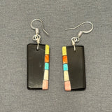Mary Tafoya, Kewa (Santo Domingo) Pueblo, Native American Multi-Stone Mosaic Dangle Earrings   (5/236)