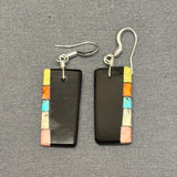 Mary Tafoya, Kewa (Santo Domingo) Pueblo, Native American Multi-Stone Mosaic Dangle Earrings   (5/236)