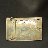 Ruben Saufkie Hopi Silver Overlay Belt Buckle with Roadrunner Design and Cloud Cutouts - vintage Native American  (SS43)