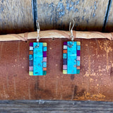 Native American Mosaic Dangle Earrings. Mary Tafoya, Kewa (Santo Domingo) Pueblo (4/20)