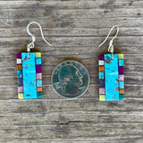 Native American Mosaic Dangle Earrings. Mary Tafoya, Kewa (Santo Domingo) Pueblo (4/20)