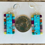 Native American Mosaic Dangle Earrings. Mary Tafoya, Kewa (Santo Domingo) Pueblo (4/20)