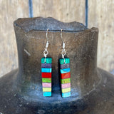 Native American Mosaic Dangle Earrings. Mary Tafoya, Kewa (Santo Domingo) Pueblo (4/15)