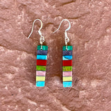 Native American Mosaic Dangle Earrings. Mary Tafoya, Kewa (Santo Domingo) Pueblo (4/15)