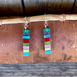 Native American Mosaic Dangle Earrings. Mary Tafoya, Kewa (Santo Domingo) Pueblo (4/15)