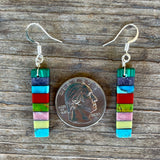 Native American Mosaic Dangle Earrings. Mary Tafoya, Kewa (Santo Domingo) Pueblo (4/15)