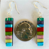 Native American Mosaic Dangle Earrings. Mary Tafoya, Kewa (Santo Domingo) Pueblo (4/15)