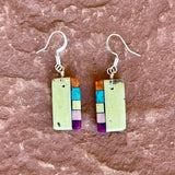 Native American Mosaic Dangle Earrings. Mary Tafoya, Kewa (Santo Domingo) Pueblo (4/19)