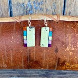 Native American Mosaic Dangle Earrings. Mary Tafoya, Kewa (Santo Domingo) Pueblo (4/19)